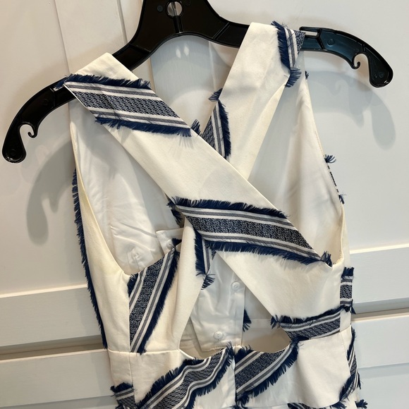 Milly White Dress with Blue Embroidery - Picture 4 of 9